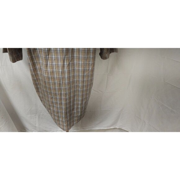 Wrangler Cool River Mens Large Tan Plaid  Short Sleeve Button Down Western Shirt - Picture 9 of 11